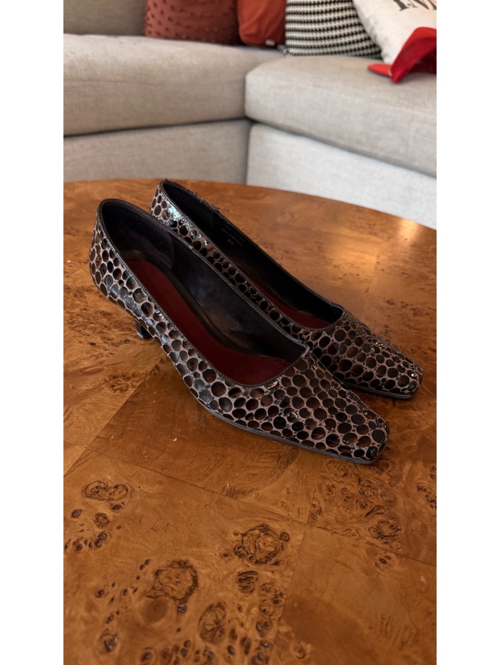 Aerosoles Women's Brown and Black Patterned Kitten Heel Pumps Size 8.5
